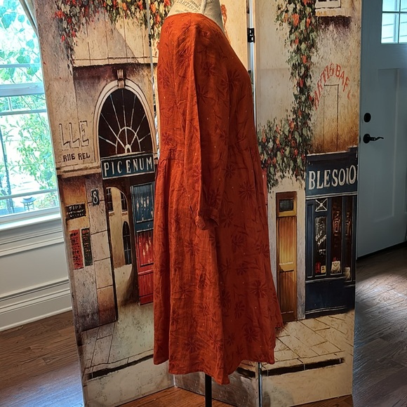 Gudrun Sjoden “Leia” Linen Dress, Henna/Patterned, Size Medium - Picture 9 of 15